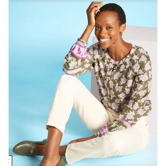 Talbots women's 8 slim ankle cream jean denim casual pant fall layer anytime - Picture 1 of 6